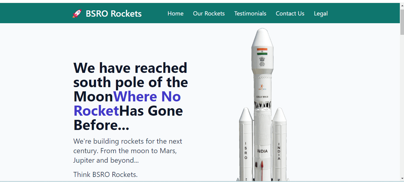 Project screenshot of BSRO Rockets Website