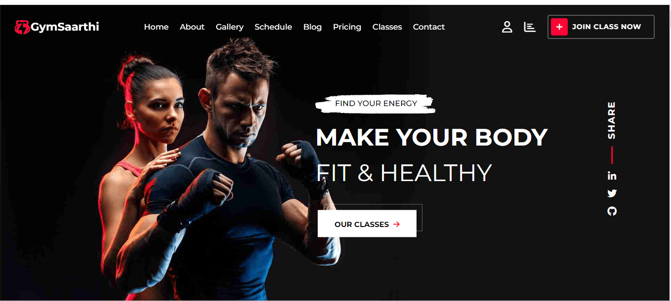 Project screenshot of GymSaarthi Website